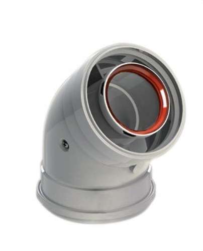 Cot cot pentru coș de fum diametru 60/100mm 45º femelă-femelă aluminiu alb cu referința 610-45HHP1 de la marca FIG