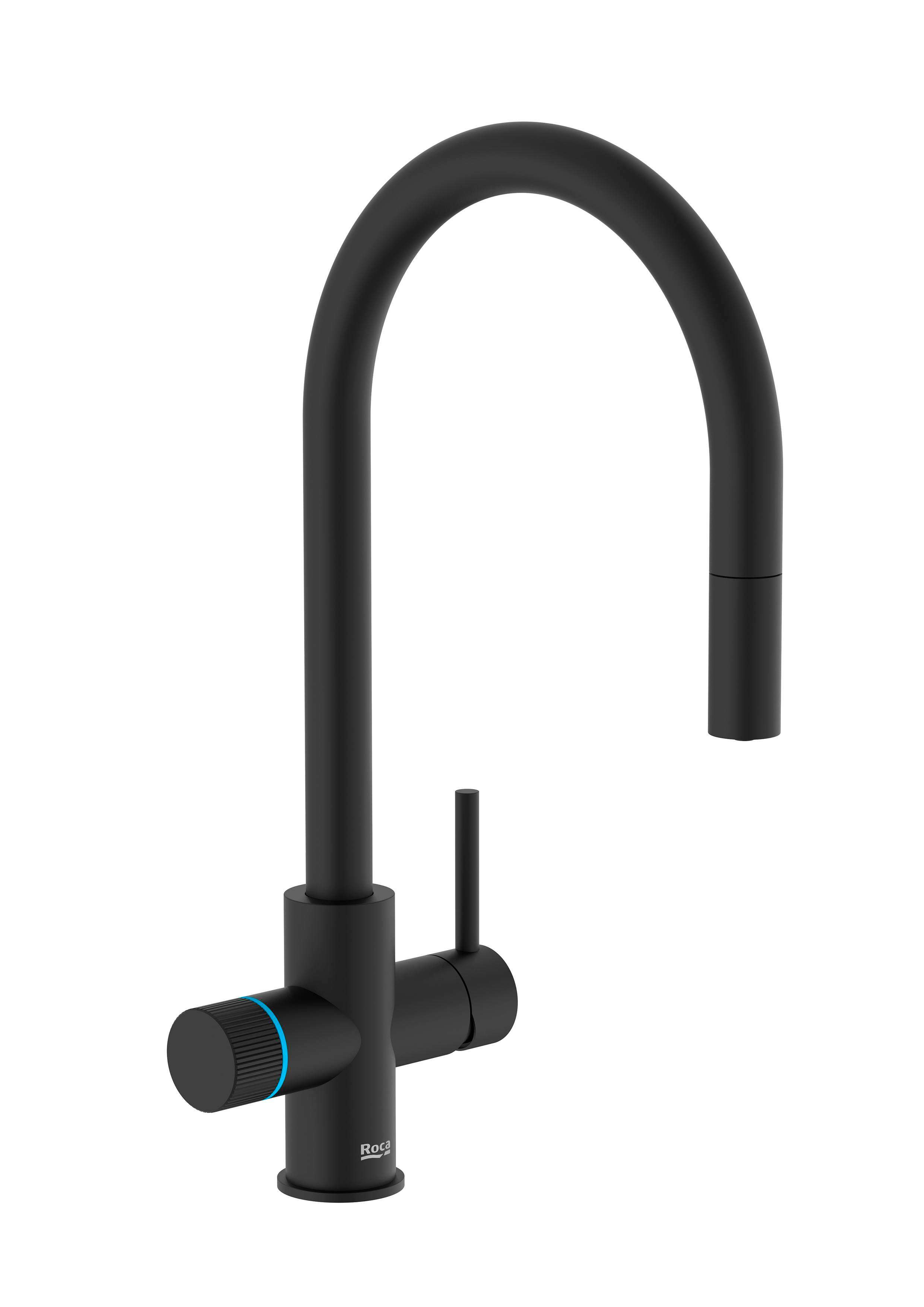 Baterie de bucătărie cu pipă curbată extensibilă și filtru cu 5 etape inclus - Negru mat cu referința A5A8D3GNB0 de la marca ROCA
