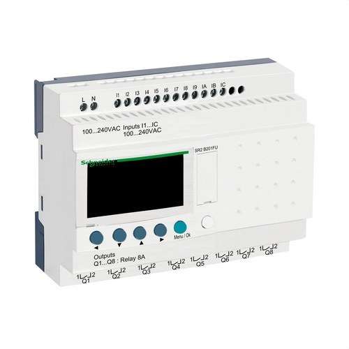 Releu programabil compact Zelio Logic 20 e s 100..240 V CA ceas ecran cu referința SR2B201FU de la marca SCHNEIDER ELECTRIC