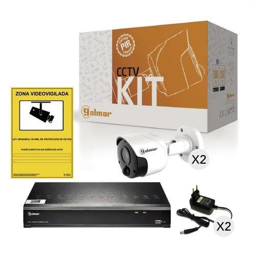 Kit de bază Golmar KIT-2BHVR1P cu DVR și două bullet PIR cu referința 31600904 de la marca GOLMAR