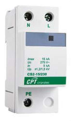 Protector împotriva supratensiunilor tranzitorii monofazic 1P+N 15kA cu referința 77705211 de la marca CIRPROTEC