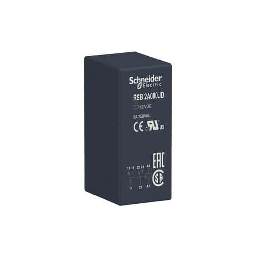 Releu cu mufă 2 NO/NC 8A 12V DC cu referința RSB2A080JD de la marca SCHNEIDER ELECTRIC