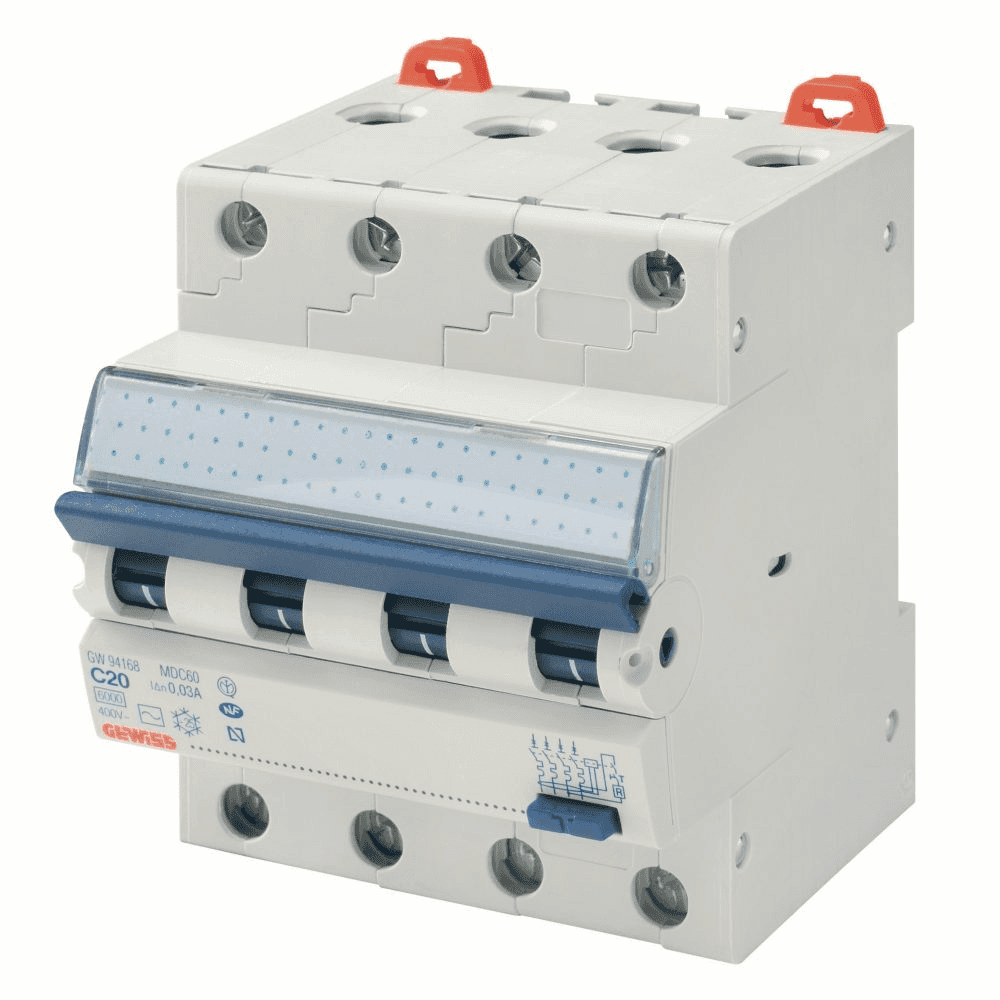 Întrerupător magnetotermic diferențial compact MDC 45 4P Curba C 32A Clasa AC cu referința GW94070 de la marca GEWISS