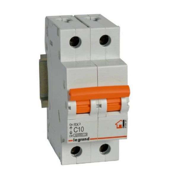 Întrerupător automat magnetotermic RX³ - 2P - 230/400V~ - 10A - curba C cu referința 419934 de la marca LEGRAND