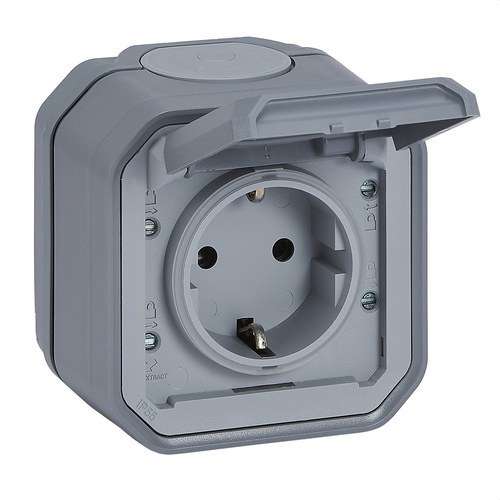 Bază de curent monobloc de suprafață Plexo IP55 cu terminale cu șuruburi gri cu referința 069733L de la marca LEGRAND
