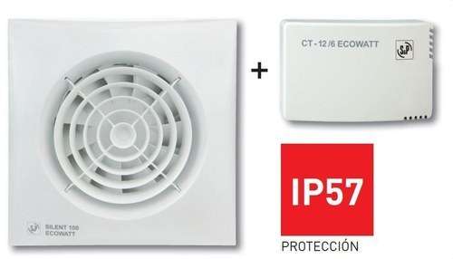 Kit Extractor de baie SILENT-100 CRZ 12VDC ECOWATT + CT-12/6 RE cu referința 5210614800 de la marca SOLER & PALAU