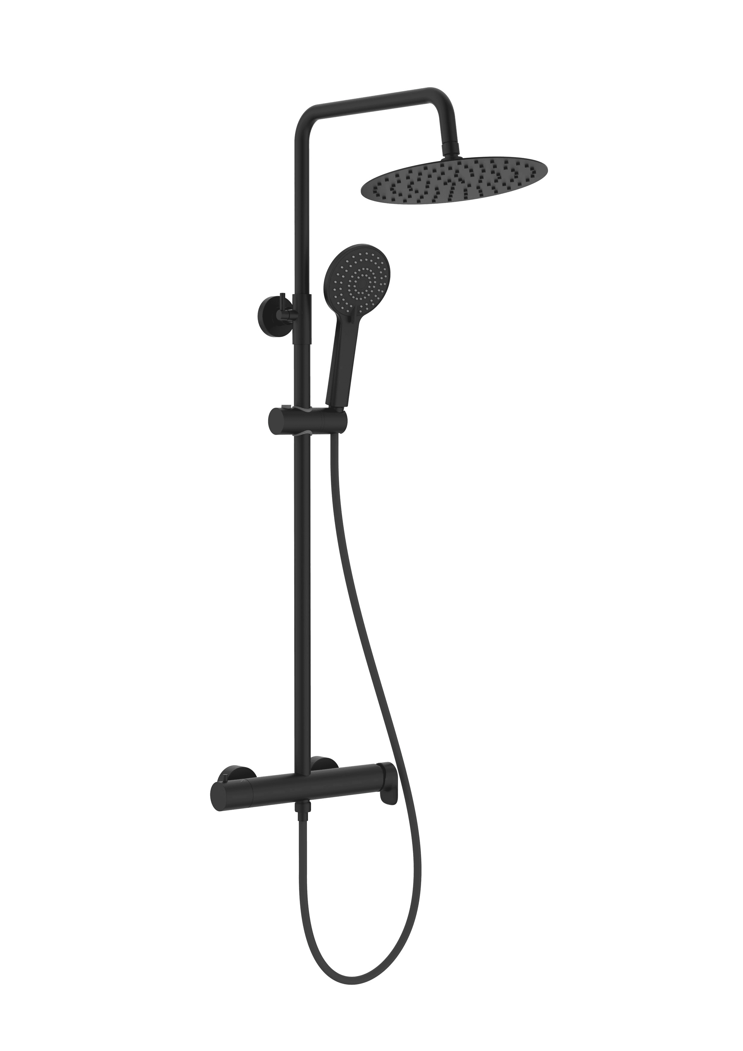 Coloană de duș monocomandă negru mat Roca Plus Round
