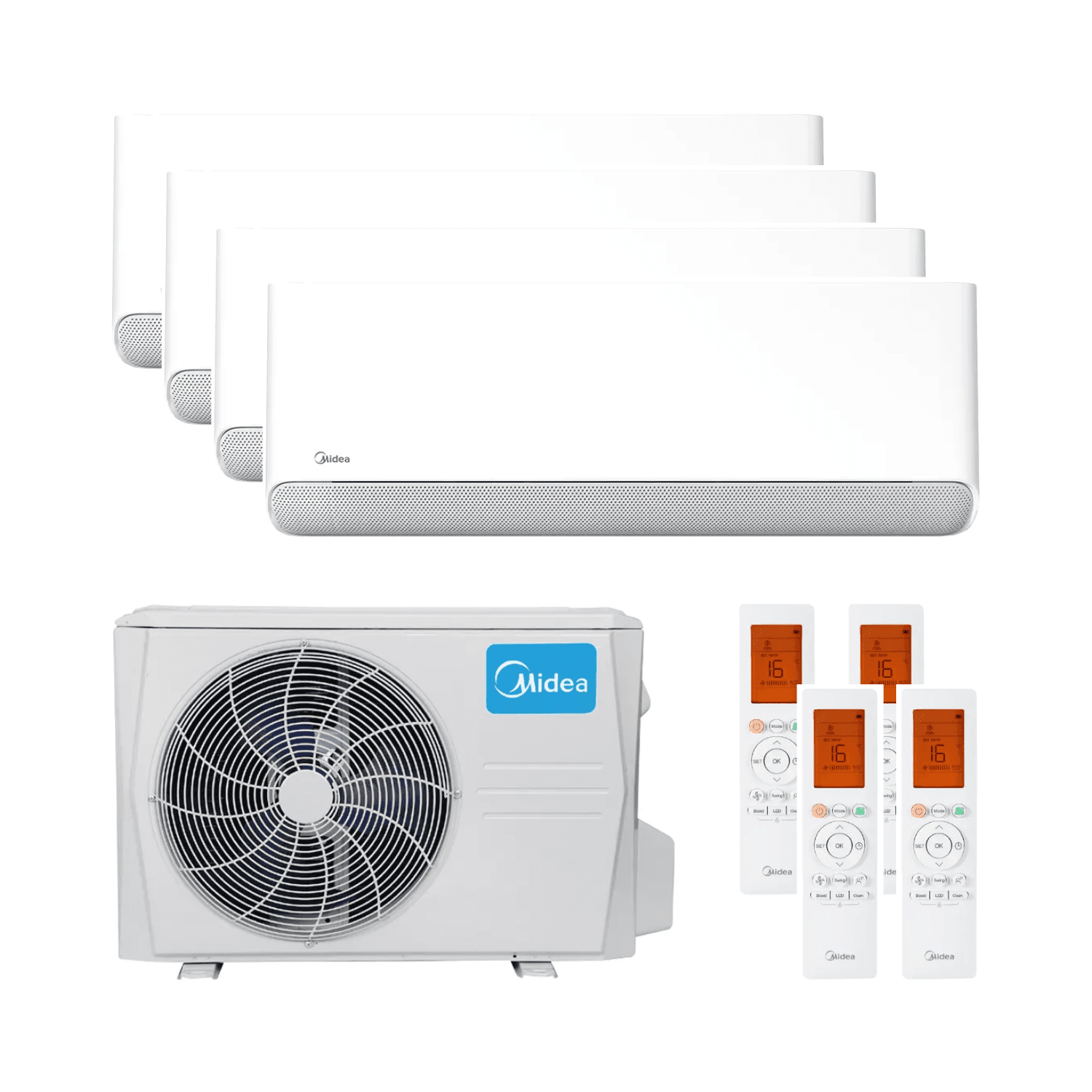 Aparat de aer condiționat 4x1 cu wifi Midea Breezeless E 2,5 kW (3) + 3,5 kW cu referința BREEZELESS09+09+09+12 de la marca MIDEA