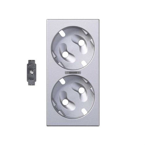 Capac pentru mecanismul prizei duble schuko cu vizor și led indicator aluminiu Simon 500 Cima cu referința 50011041-033 de la marca SIMON