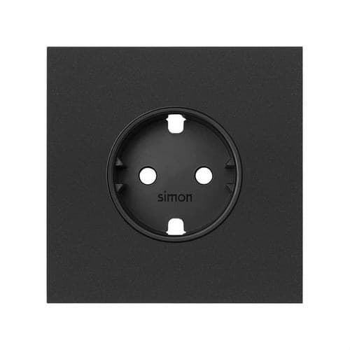 Kit frontal pentru 1 element cu 1 priză schuko negru mat Simon 100 cu referința 10020105-238 de la marca SIMON