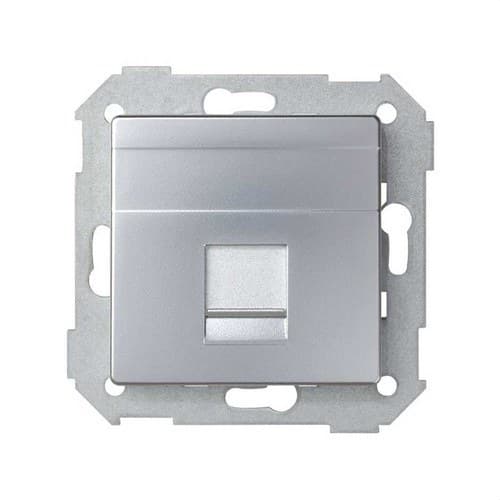 Placă de voce și date plană cu capac de protecție pentru 1 conector RJ45 AMP® aluminiu Simon 82 cu referința 82005-33 de la marca SIMON