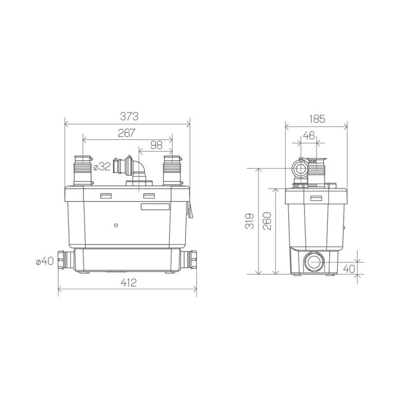 Pompă de evacuare SFA SANISPEED pentru utilizare intensă în bucătării și spălătorii cu referința 0101300 de la marca SFA SANITRIT