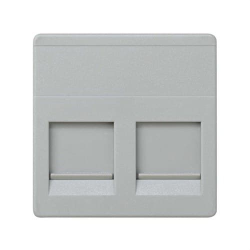 Flat voice and data plate with dust cover for 2 RJ45 AMP® connectors grey Simon 27 Play with reference 27486-37 from the brand SIMON