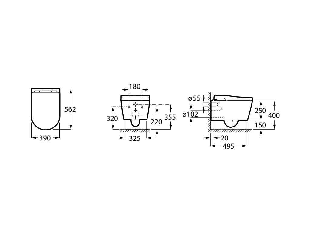 Toaletă inteligentă In-Wash® Inspira suspendată Roca Rimless cu referința A803060001 de la marca ROCA