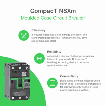 Întrerupător automat ComPacT NSXm160E 16kA AC 3P 160A Micrologic 4.1 ELINK cu referința C12E34V160L de la marca SCHNEIDER ELECTRIC