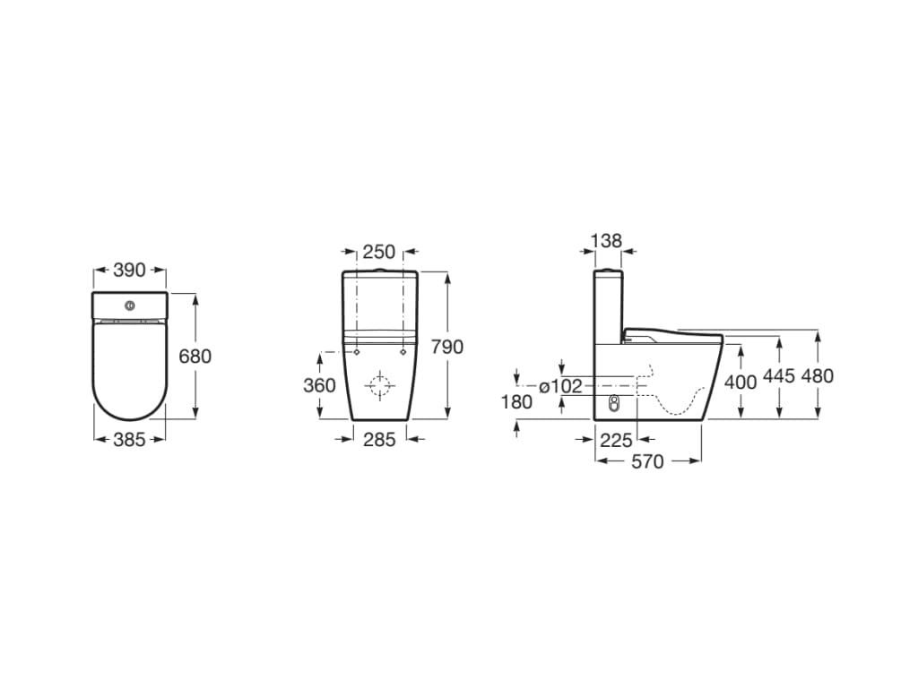Toaletă inteligentă In-Wash® Inspira montată pe perete Roca Rimless cu referința A80306L001 de la marca ROCA