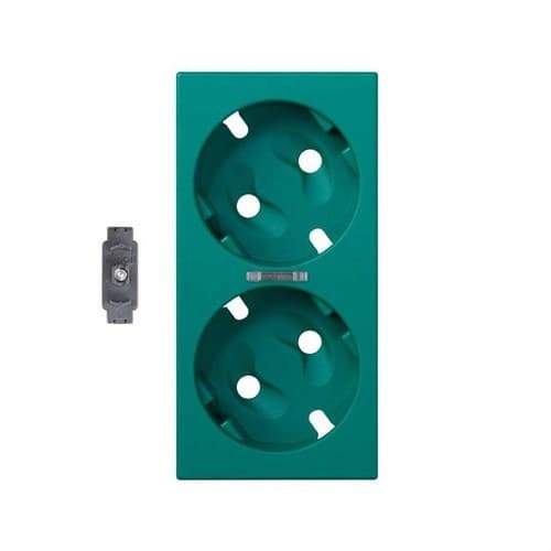 Capac pentru mecanismul prizei duble schuko cu vizor și led indicator verde Simon 500 Cima cu referința 50011041-065 de la marca SIMON