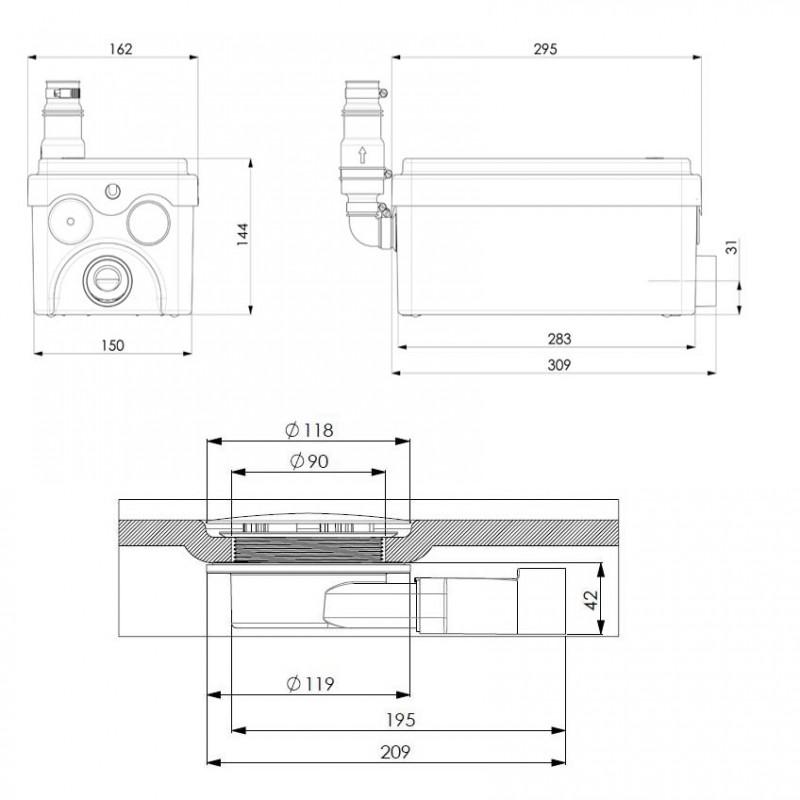 SFA SANISHOWER Flat Drainage Pump with reference 0101001 from the brand SFA SANITRIT