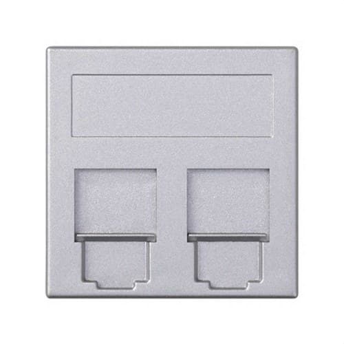 Placă de voce și date plană cu apărătoare praf 1 element pentru 2 RJ45 compatibilitate alți producători aluminiu Simon 500 Cima cu referința 50000089-033 de la marca SIMON