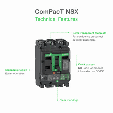 Întrerupător automat ComPacT NSX250N 50kA AC 4P4R 250A TMD cu referința C25N4TM250 de la marca SCHNEIDER ELECTRIC
