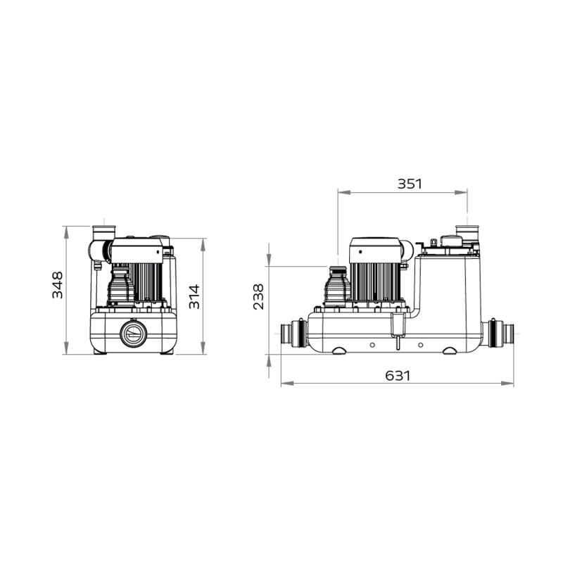 Pompă de evacuare SFA SANICOM 1 pentru ape gri de utilizare intensivă cu referința 04COM1M de la marca SFA SANITRIT
