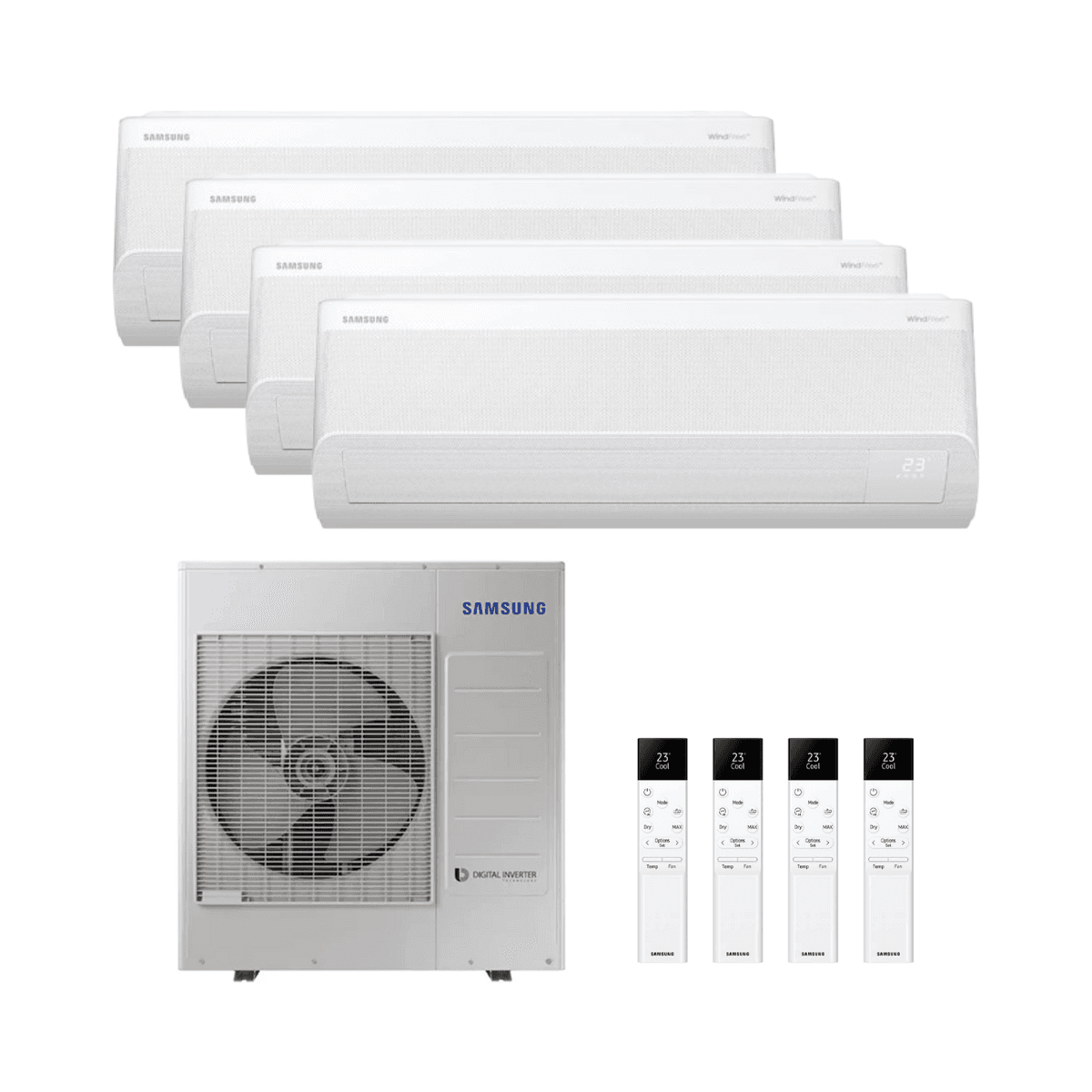 Aparat de aer condiționat 4x1 cu wifi Samsung WindFree Elite S2 2,5 kW (2) + 3,5 kW (2) cu referința WFELITE4X109091212 de la marca SAMSUNG