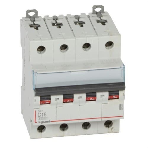 Disjunctor magnetotermic DX3 4P 16A Curba C 6/10kA cu referința 407928 de la marca LEGRAND