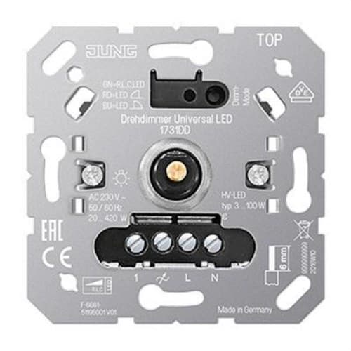 Dimmer rotativ universal pentru LED cu intrare auxiliară cu referința 1731DD de la marca JUNG