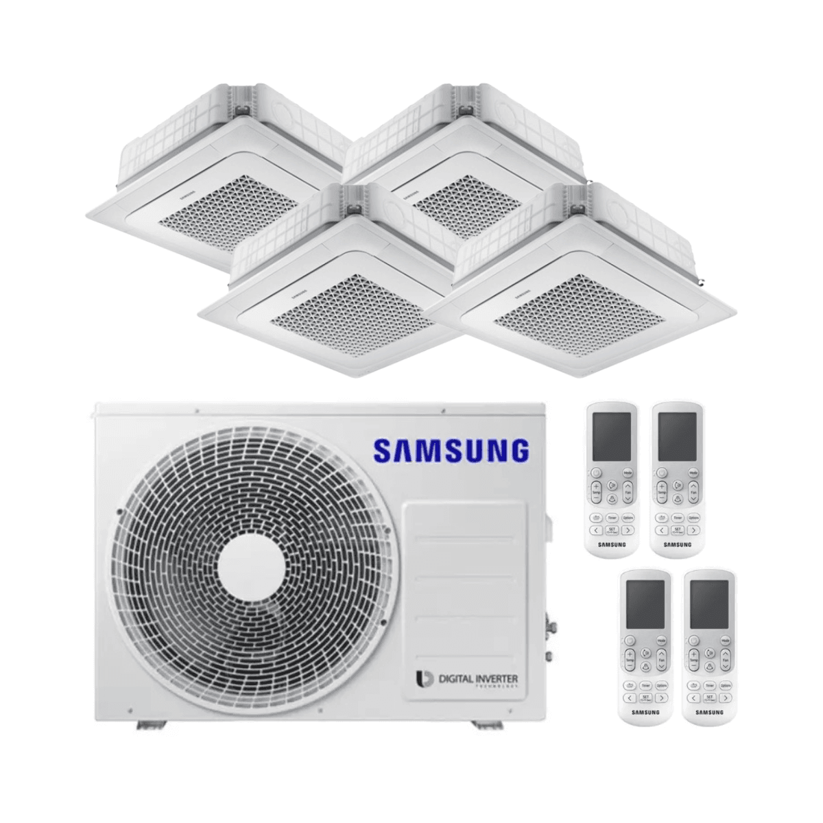Aparat de aer condiționat casetă 4x1 cu 4 direcții Samsung Mini WindFree 3,5 kW 12000 BTU cu referința F-CSTMINI35R4 de la marca SAMSUNG