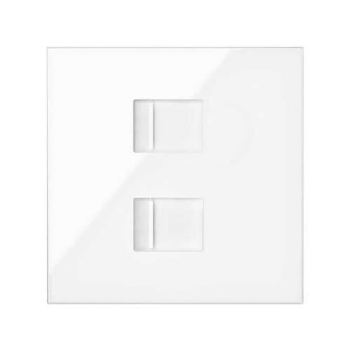 Capac de voce și date cu protecție pentru 2 conectori RJ45 alb strălucitor Simon 100 cu referința 10000006-130 de la marca SIMON
