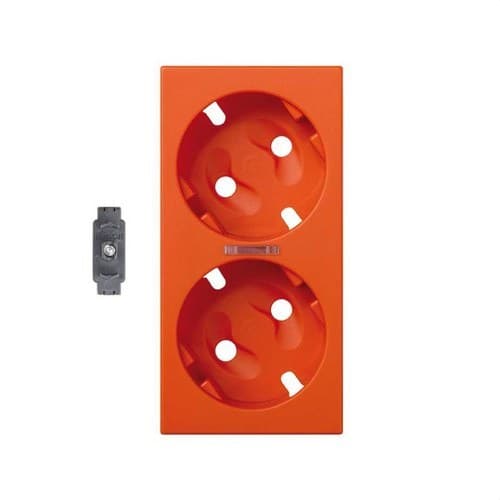 Capac pentru mecanismul prizei duble schuko cu vizor și indicator LED portocaliu Simon 500 Cima cu referința 50011041-072 de la marca SIMON