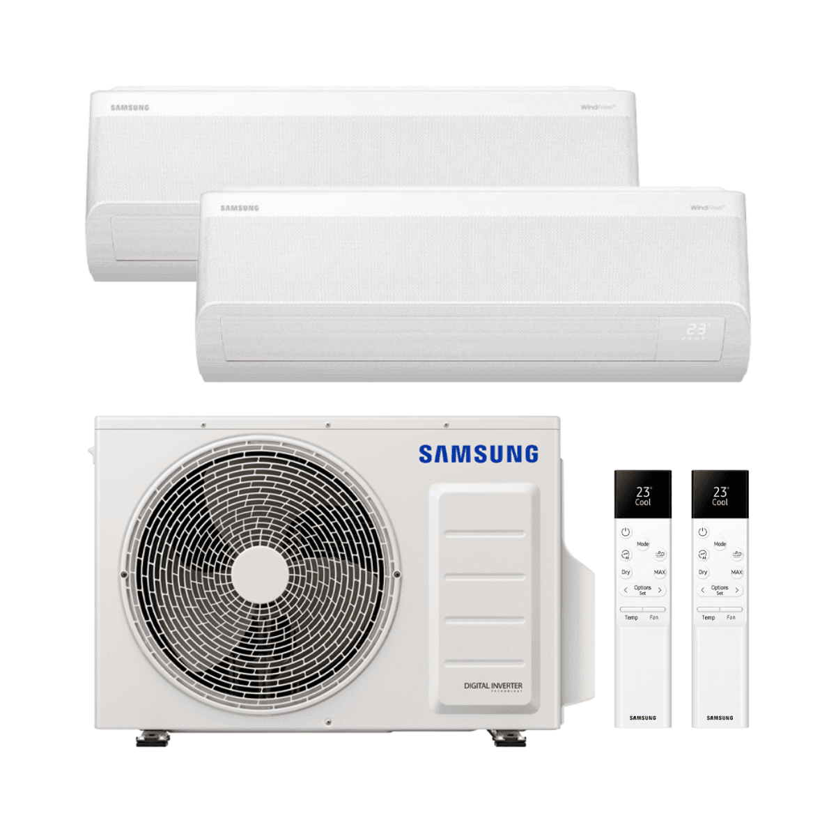 Aer condiționat 2x1 cu wifi Samsung WindFree Comfort S2 2,5 kW + 5,0 kW cu referința KITSAMWFCS209+18 de la marca SAMSUNG