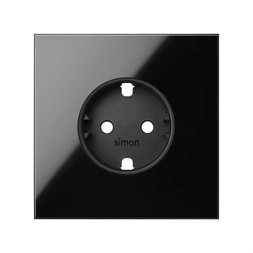 Kit frontal pentru 1 element cu 1 bază de priză schuko negru lucios Simon 100 cu referința 10020105-138 de la marca SIMON