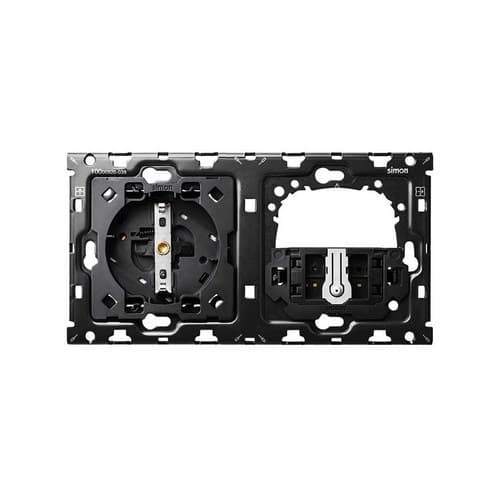 Back kit for 2 elements with 1 Schuko socket base and 1 push switch Simon 100 with reference 10010203-039 from the brand SIMON