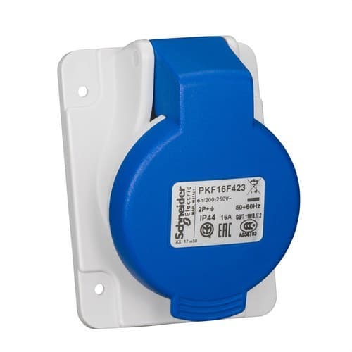 Bază încastrată înclinată de 65X85 16A 2P+TT 200-250V IP44 albastru cu referința PKF16F423 de la marca SCHNEIDER ELECTRIC